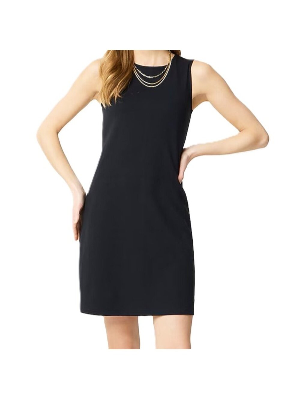 J Crew Essential Black Dress Sleeveless Pull On Crew Neck Size Large
